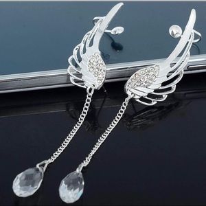 Angel wing dangle earrings with cuffs